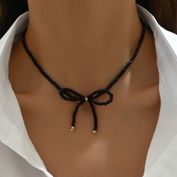 Anthropologie Jewelry - Black Beaded Necklace A1411